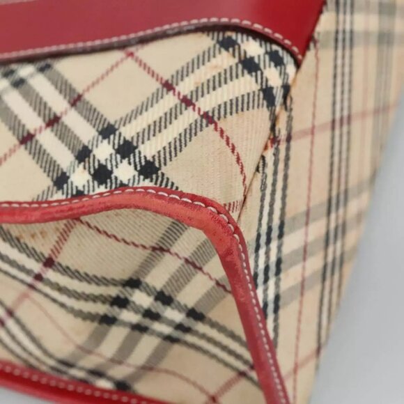 BURBERRY Nova Check Blue Label Hand Bag Canvas Beige Auth ac3491 - Picture 10 of 16